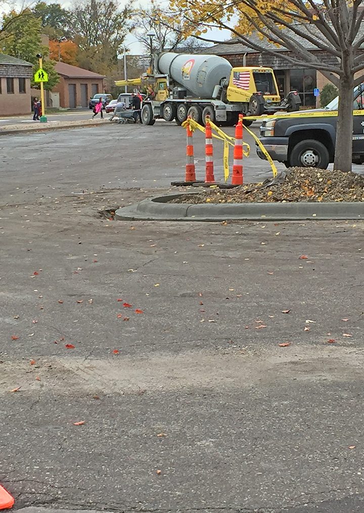Concrete section of the church lot before the repave